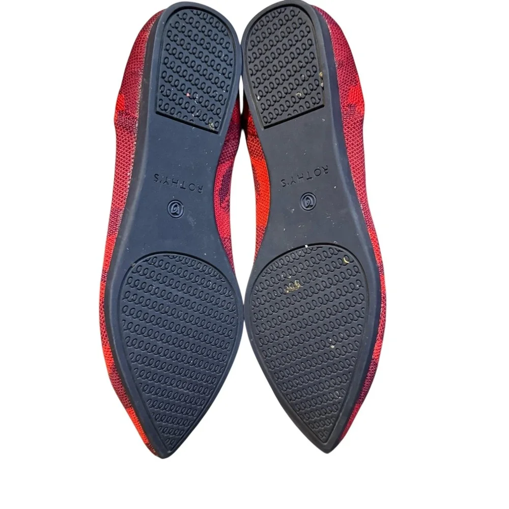 Rothy's The Point Shoes Womens Size 7.5 Red Purple Camo‎ Flats Knit Washable Eco